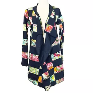 NUOVO Johnny Was BIYA Verano Applique Cardigan Donna S Blu Multicolore Patchwork - Foto 1 di 10