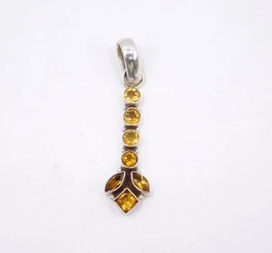 3.40 Gm 925 Sterling Silver Natural Citrine Cut Gemstone Fine Pendant Size 1.75" - Picture 1 of 4