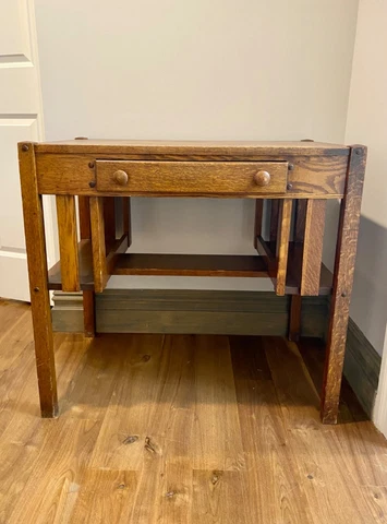 American Antique Mission Tiger Oak Arts & Crafts Writing Desk Cover