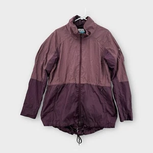 Columbia Windbreaker Jacket Mens XL Packable Rain Hooded Hike Purple Colorblock - Picture 1 of 8