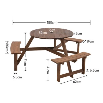 Natural Fir Pine Wooden Table AND Bench Set Garden Table Chairs w/ 2 3 4 Benches - Image 1 of 4