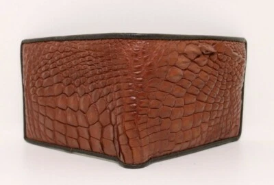Real And Handmade Croc Legs Leather Skin Brown Bifold Wallet Men's Brown S232 - Image 1 of 4