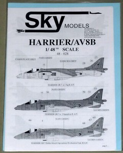Sky Decals 48028 BAe Harrier GR3 GR5 GR7 T4 T10 AV-8B decal sheet in 1:48 Scale