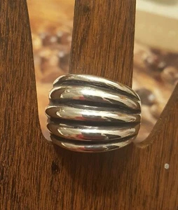 Silpada sterling silver Oxidized  Dome Ribbed Banded Ring R1886  SZ 7.5 - Picture 1 of 7