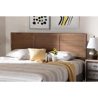 Mid Century Modern Walnut Brown Wood King Size Headboard - Image 1 of 4