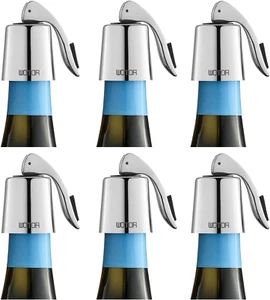 6-PK Wine Stoppers - Stainless Steel with Silicone Plug Leak-Proof Wine Saver - Picture 1 of 8