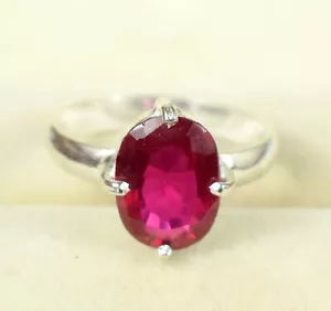 Natural Utah Beryl Bixbite Red Emerald 6.40 Ct/11 mm Oval Gems Certified Ring - Picture 1 of 7