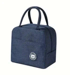 Insulated Picnic Carry Case Thermal Portable Hot Cold Lunch Bag Bento, Navy Blue - Picture 1 of 6