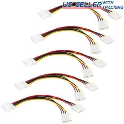 (5-PACK) 4-pin Molex Male Y-Splitter 4 Pin Dual Female IDE Power Cable Adapter - Image 1 of 3