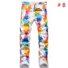 Fashion Men's Jeans Stretch Slim Fit Pants Casual Long Pants Printed Denim Pants