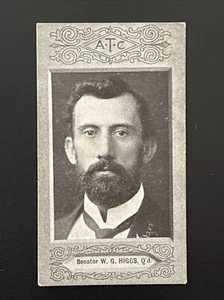 SENATOR WG HIGGS QD 1901 AMERICAN TOBACCO ATC CIGARETTE CARD AUST PARLIAMENT - Picture 1 of 2