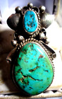 fine Navajo Indian sterling silver turquoise spider bug ring size 8