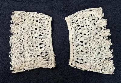 Antiguo brazalete de muñeca victoriano eduardiano de encaje plastrón ganchillo 3D SC Estate #G Foto 1 de 4