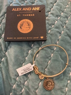 ALEX AND ANI St. Thomas Virgin Islands Boat Exclusive GOLD Bangle Bracelet - NEW - Image 1 of 4