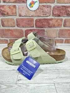 Birkenstock Arizona Soft Footbed Faded Lime Suede Leather Men's Size US 11 EU 44 - Picture 1 of 10
