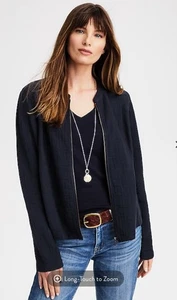 J. JILL Mixed Gauze Garment Washed Jacke hellmarineblau Gr: M Neu mit Etikett - Bild 1 von 11