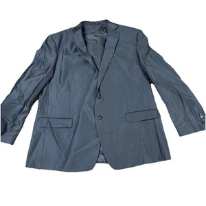 Calvin Klein Mens Blazer Jacket Size 48 R Shiny Gray Polyester Blend Sport Coat - Picture 1 of 18