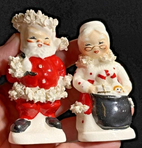 Napco Santa & Mrs. Claus Juego de Sal y Pimienta Años 50 Japón Vintage Borde de Espagueti - Imagen 1 de 18