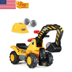 Toy Tractors Kids Ride Excavator Music Sounds Digger Scooter Bulldozer Truck New - Picture 1 of 10