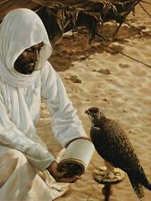Falconer in Traditional Outfit 32 x 24 in Rolled Canvas Print Peregrine Falcon