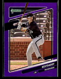 Keston Hiura - 2021 Panini Donruss Purple Holo #82a Milwaukee Brewers - Picture 1 of 2