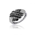 1ctw Genuine Black & White Diamond Ring in Sterling Silver.Size 7