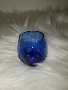 Kobaltblau Glas Geätzt Glas Muster Zahnstocher Halter 2 Zoll - Bild 1 von 4