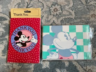 Vintage Disney Mickey Mouse Blank Thank You Notes Cards 2 Packs Of 8 NOS - Image 1 of 2