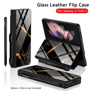 Flip Leder Hartglas S Pen Slot Schutzhülle Tasche Für Samsung Galaxy Z Fold 4 3 - Bild 1 von 23