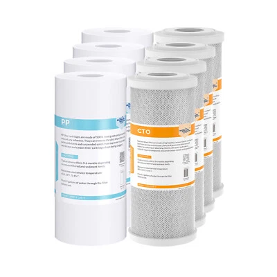 8 Pack 5 Micron 10"x4.5" Sediment CTO Carbon Block for Big Blue Water Filter Set - Image 1 of 4