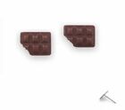 16x12mm Earrings Pierced Posts - Fun Chocolate Bar Bite Out Brown - Resin