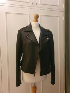 Diane von Furstenberg DvF Leather Jacket Black Size L - Picture 1 of 7