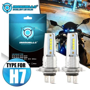 H7 Motorcycle LED Headlight Bulbs Kit High/Low Beam 100W 10000LM 6000K White HID - Picture 1 of 12