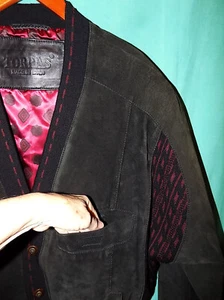 Exc! Vtg TORRAS CARDIGAN BOMBER JACKET,SUEDE & WOOL, SPAIN, ATOMIC LINING, L - Picture 1 of 18