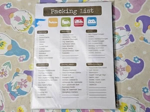 NEU 40 Blatt Packliste Reise Flugzeug Kleidung medizinische Checkliste - Bild 1 von 3