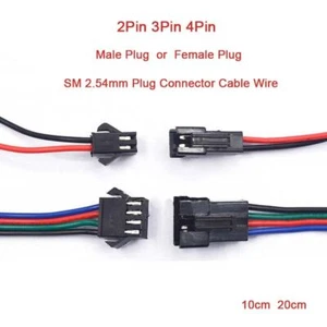 2Pin 3Pin 4Pin SM 2.54mm Plug Connector Cable Wire Male/Female 10cm/20cm - Picture 1 of 4