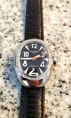 Reloj Locman Nuovo 36 Diamantes, Ref. 028, Iguana Vera Negra y Cara, Estuche Plateado Foto 1 de 4