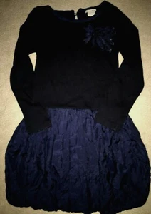 Girls Navy Blue Black Dress Cotton CREWCUTS Size 6 7 NEW NWOT Knit Bubble Skirt - Picture 1 of 3