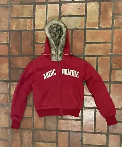 Vintage Abercrombie And Fitch Kunstfell Hoodie mit durchgehendem Reißverschluss Damengröße Medium Y2K - Bild 1 von 5