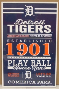 DETROIT TIGERS EST. 1901 COMERICA PARK WOOD SIGN 11"X17'' WINCRAFT - Picture 1 of 1