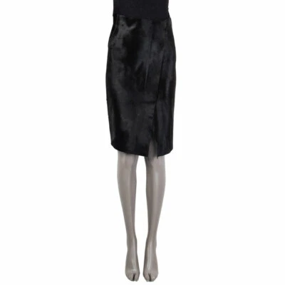 61952 auth JIL SANDER black Calf Hair leather Pencil Skirt 34 XS - Image 1 of 4
