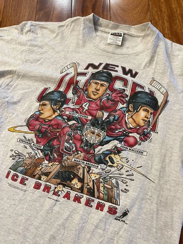 Vintage Shirt Xplosion ICE BREAKERS New Jersey Devils Caricature Size Large 90s Cover