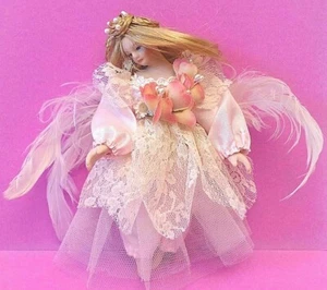 Beautifully Decorated Angel With Feathery Soft Wings & Detailed Pink Outfit - Picture 1 of 4