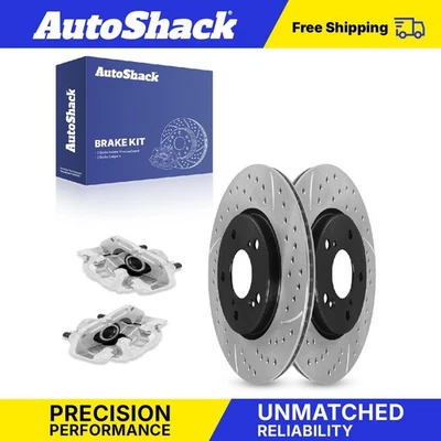 Front Drilled Slotted Brake Rotors Calipers for 2022-2024 Honda Civic 1.5L - Image 1 of 4