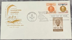 Mahatma Gandhi Champion of Liberty Charkha India 1948 Stamp USA Combination FDC - Picture 1 of 1