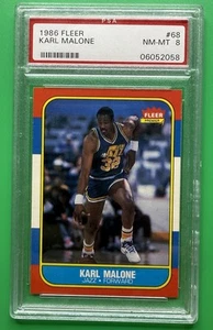 1986-87 FLEER #68 KARL MALONE PSA 8 ROOKIE RC HOF - Picture 1 of 3
