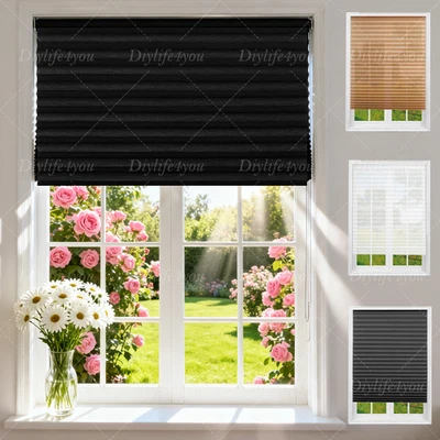 Self-Adhesive Blackout Pleated Blind Sunroom Bathroom Home Blind Window Covers - image 1 of 4