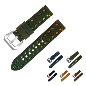Watch Bands Cowhide Genuine Leather Wristwatch Straps Belt Watch Part Green 20mm - Picture 1 of 4