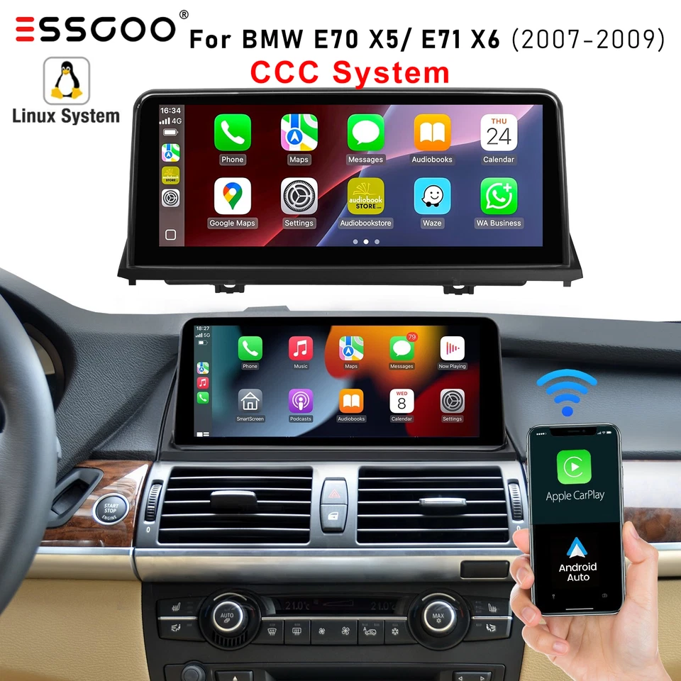 10.25" Car Radio Stereo CarPlay FM AM For BMW X5 E70 X6 E71 2007-2009 CCC System - image 1 of 4