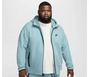 Nike Men’s 4XL Sportswear Tech Fleece Windrunner Denim Turquoise - Picture 1 of 10